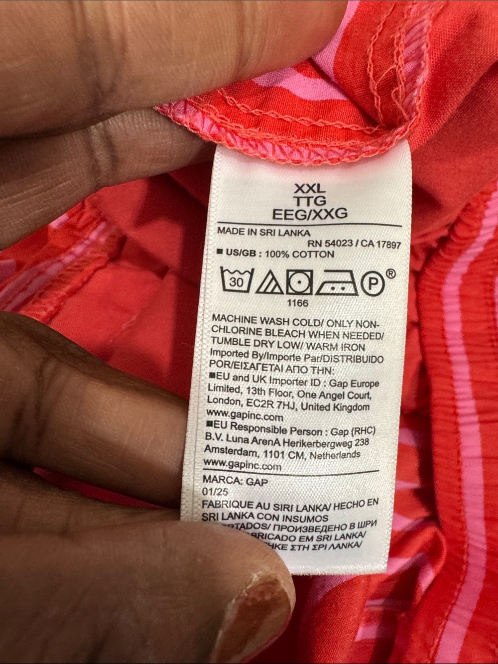 GAP Poplin Boxer Shorts Red Pink Striped Womens size XXL Casual Summer Lounge - Picture 3 of 9